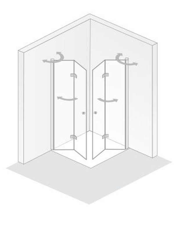 HSK teilgerahmte Drehfalttür pendelbar 4-teilig „Atelier Plan“ Glas Mattierung mittig (65 cm), Profile Chromoptik (Alu Hochglanz poliert), B: 900 mm H: 2000 mm T: 750 mm HSK teilgerahmte Drehfalttür pendelbar 4-teilig „Atelier Plan“ Glas Mattierung mittig (65 cm), Profile Chromoptik (Alu Hochglanz poliert), B: 900 mm H: 2000 mm T: 750 mm
