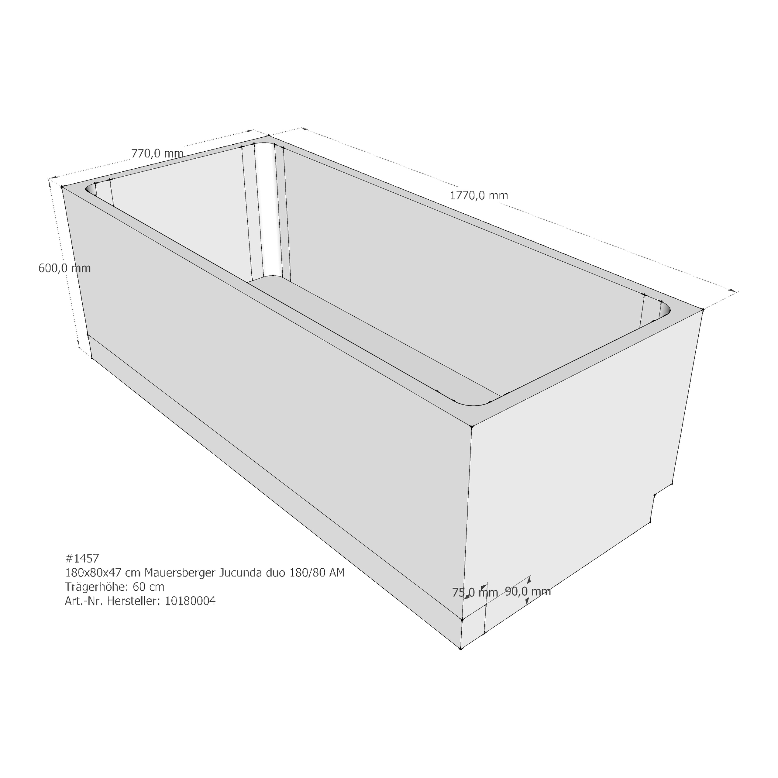 Badewannenträger für Mauersberger Jucunda 180/80 duo 180 × 80 × 47 cm Badewannenträger für Mauersberger Jucunda 180/80 duo 180 × 80 × 47 cm