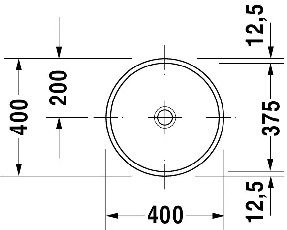 Einbauwaschtisch Architec 375 mm EB v.u.,o.ÜL,o.HLB,u.glasiert,weiß