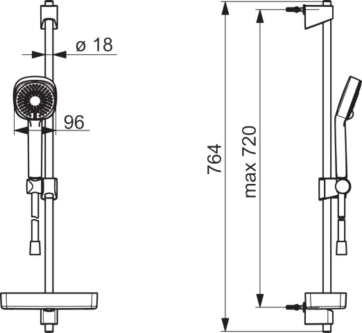 HA Wandstangengarnitur HANSABASICJET Style 4477 3-strahlig Chrom