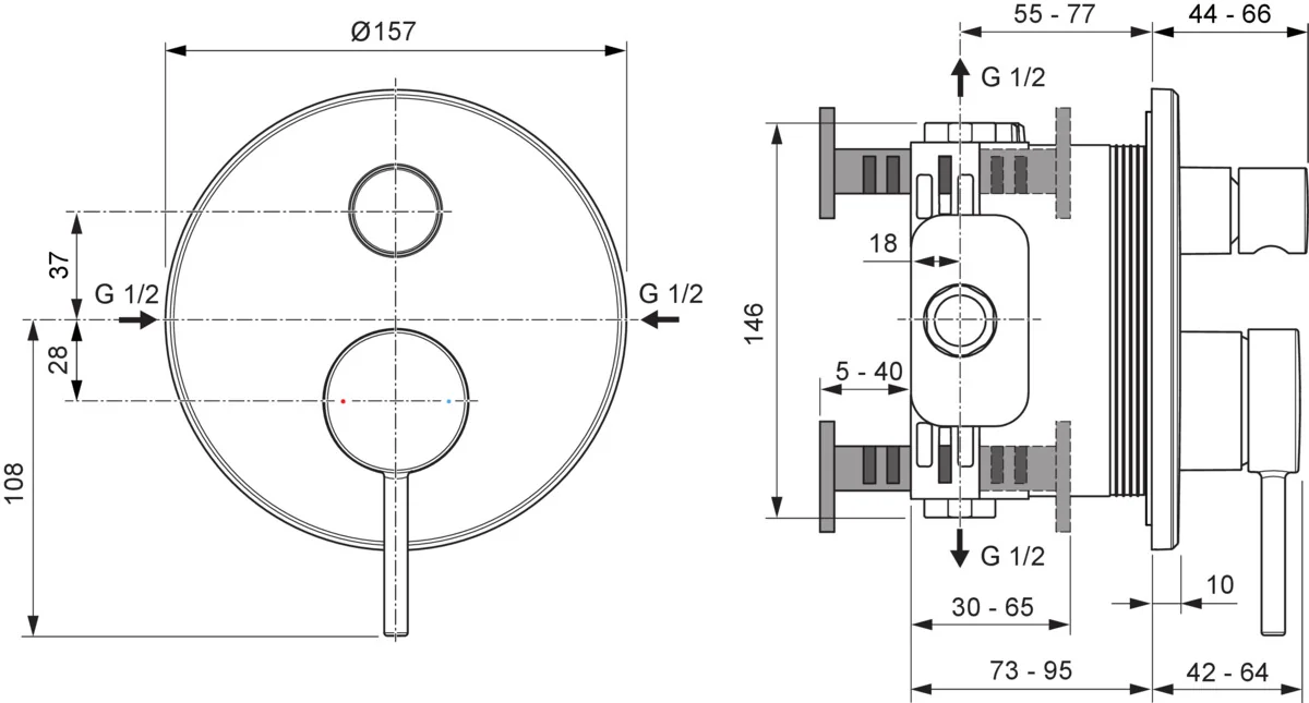 Ideal Standard Ceraline Nuovo Unterputz-Badarmatur, Chrom, DIN EN 1717 (DVGW) Ideal Standard Ceraline Nuovo Unterputz-Badarmatur, Chrom, DIN EN 1717 (DVGW)