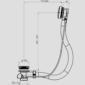 Ab-u.Überlaufgarnitur BASIC, flexibler Überlauf, ohne Geruchsverschluss