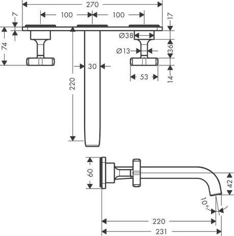 Hansgrohe AXOR Citterio E 3-Loch Waschtischarmatur Unterputz, Chrom Hansgrohe AXOR Citterio E 3-Loch Waschtischarmatur Unterputz, Chrom