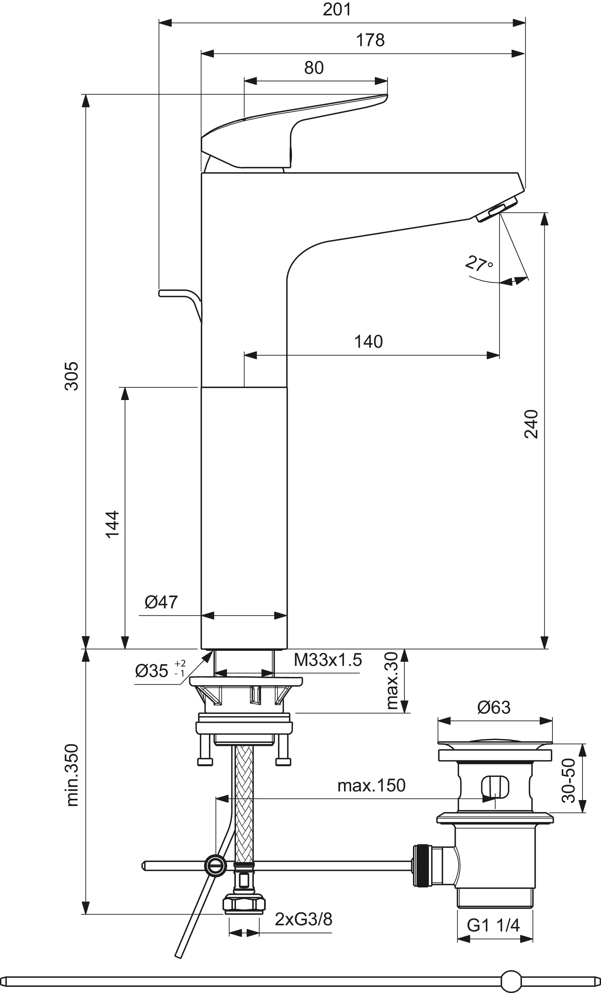 Waschtischarmatur Ceraflex mit Ablaufgarnitur verlängerter Sockel Ausladung 140mm Chrom Waschtischarmatur Ceraflex mit Ablaufgarnitur verlängerter Sockel Ausladung 140mm Chrom