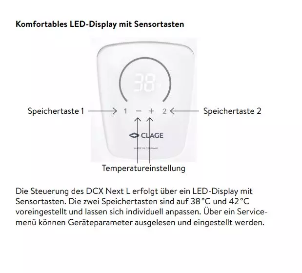 Clage E-Komfortdurchlauferhitzer "DCX Next L" Clage E-Komfortdurchlauferhitzer "DCX Next L"