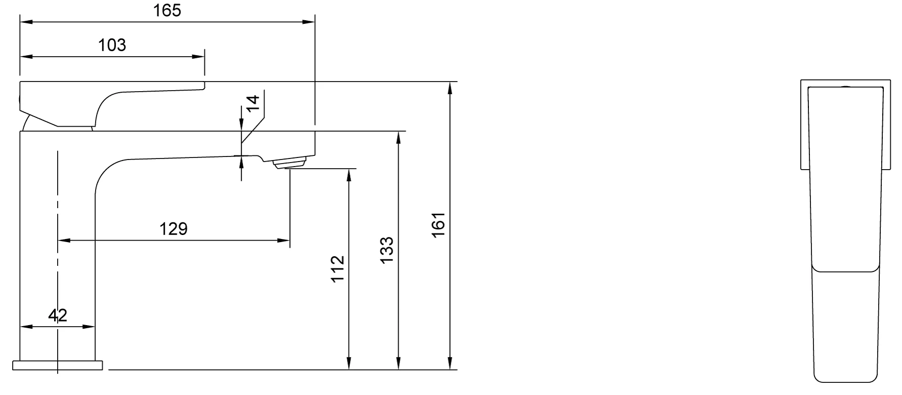 Villeroy & Boch Architectura Square Einhebel-Waschtischarmatur TVW125001000, 50x161x165mm, Chrom