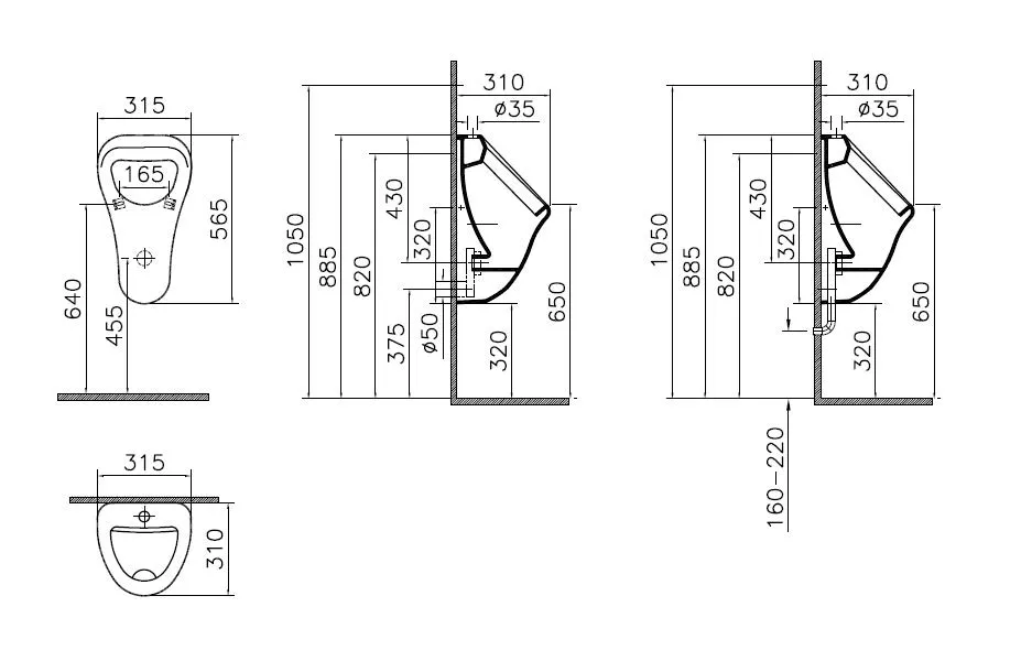 VitrA Arkitekt Urinal Zulauf von oben Abgang universal Weiß Hochglanz VitrA Arkitekt Urinal Zulauf von oben Abgang universal Weiß Hochglanz