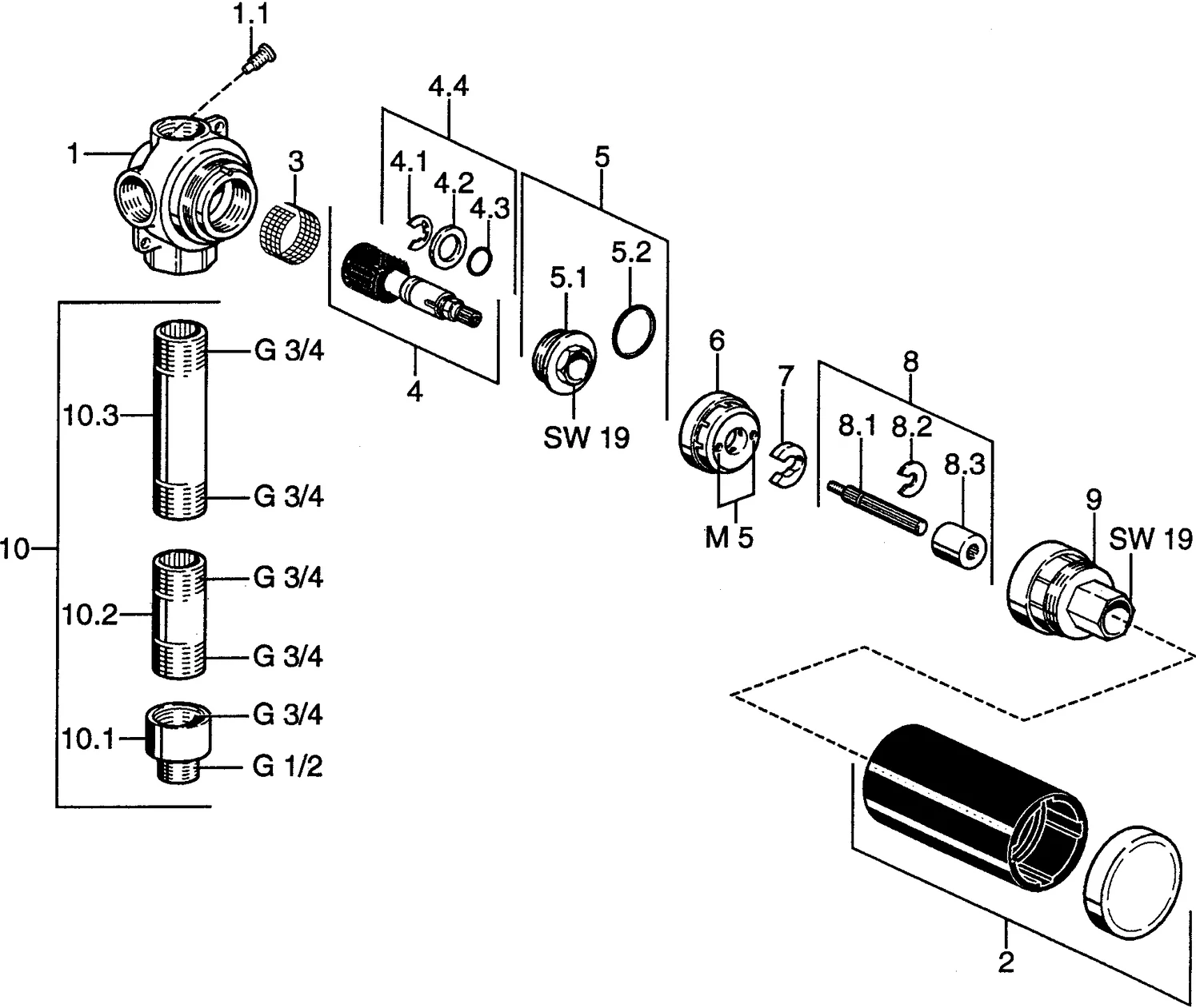 Hansa Verdeckter Umsteller 0285 G3⁄4, DN20 Hansa Verdeckter Umsteller 0285 G3⁄4, DN20