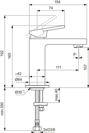 Einhand-Waschtischarmatur „Extra“ Ausladung 111 mm in Chrom