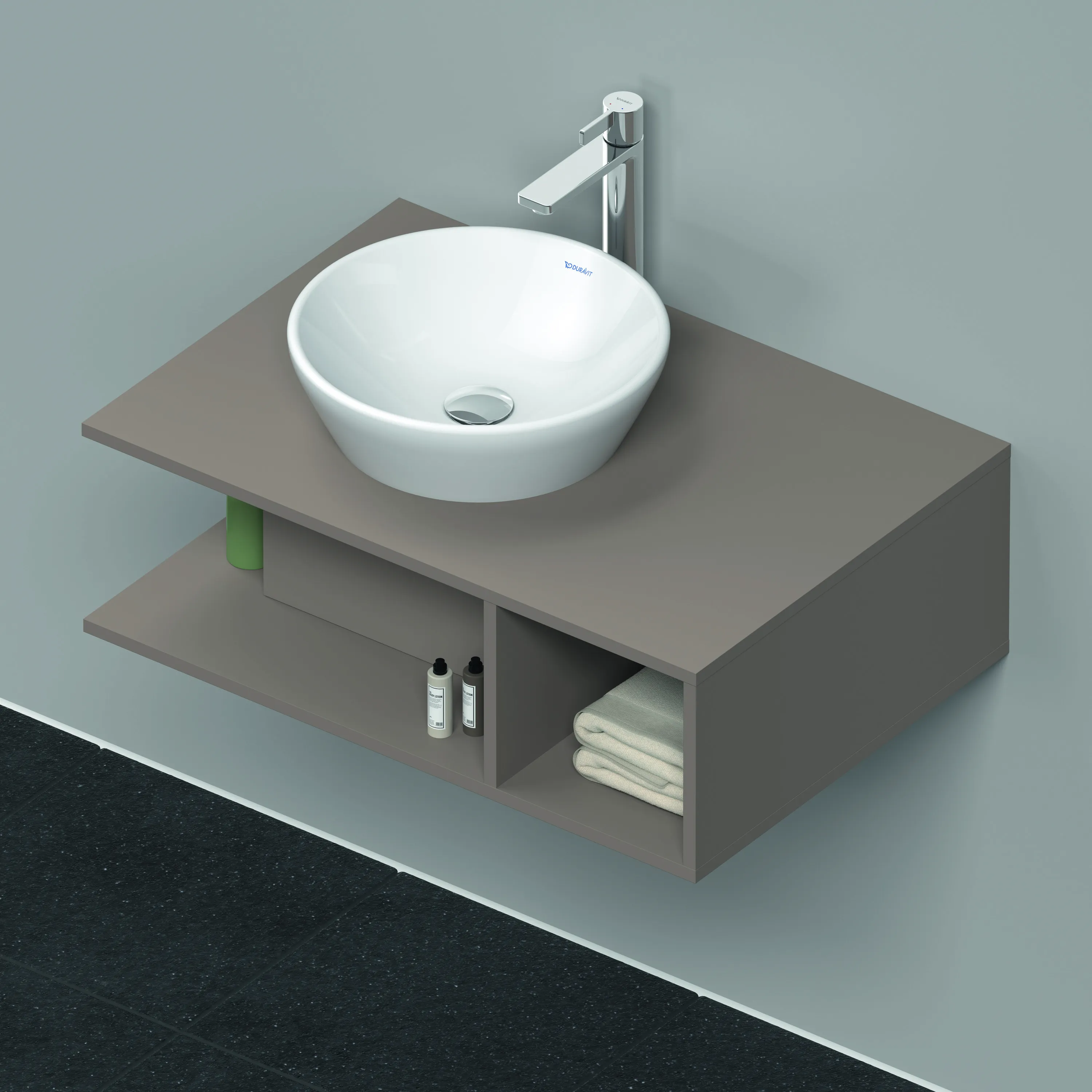 Duravit Waschtischunterschrank wandhängend „D-Neo“ 80 × 26 × 55 cm Basalt Matt