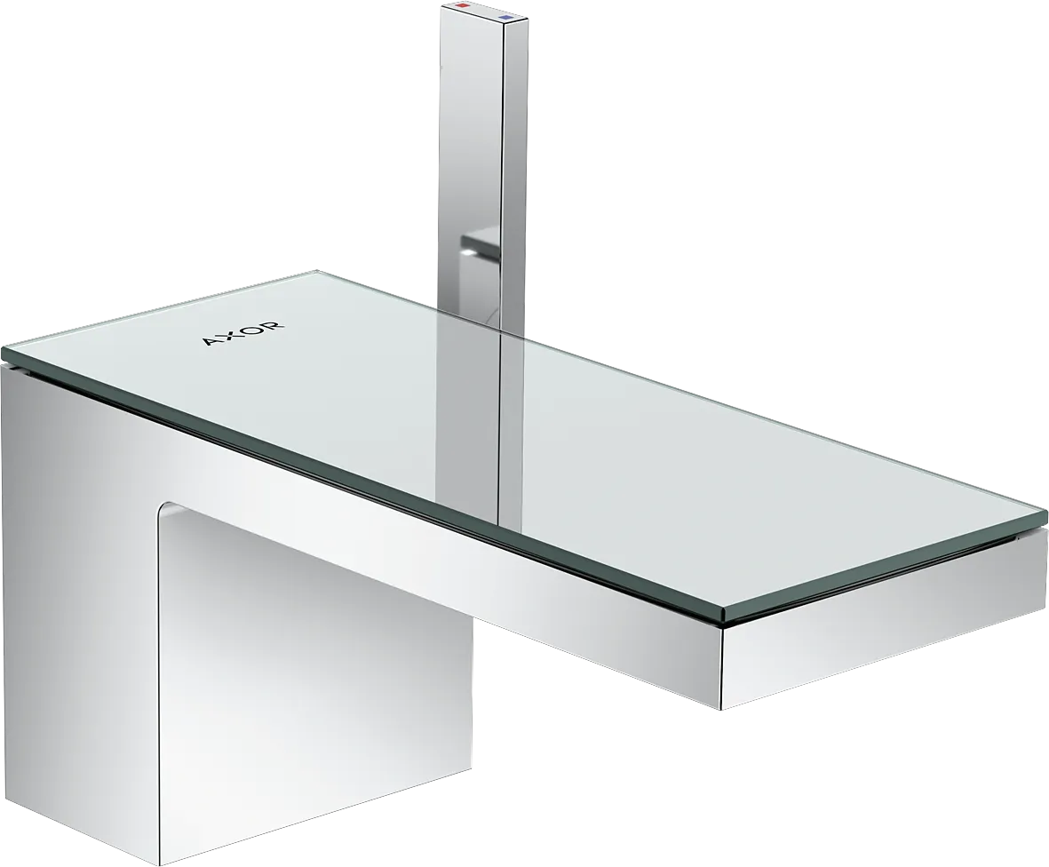 Hansgrohe AXOR MyEdition Einhebel-Waschtischmischer 70 mit Push-Open Ablaufgarnitur, Chrom/Spiegelglas Hansgrohe AXOR MyEdition Einhebel-Waschtischmischer 70 mit Push-Open Ablaufgarnitur, Chrom/Spiegelglas