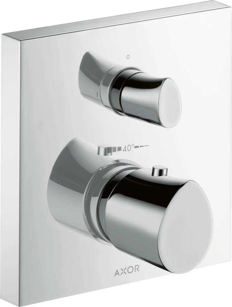 Hansgrohe Thermostat UP Axor Starck Organic, Chrom, Unterputz mit Ab- und Umstellventil, 2 Verbraucher, max. Durchfluss 29 l/min, einstellbare Temperaturbegrenzung, Rückflussverhinderer, Schalldämpfer
