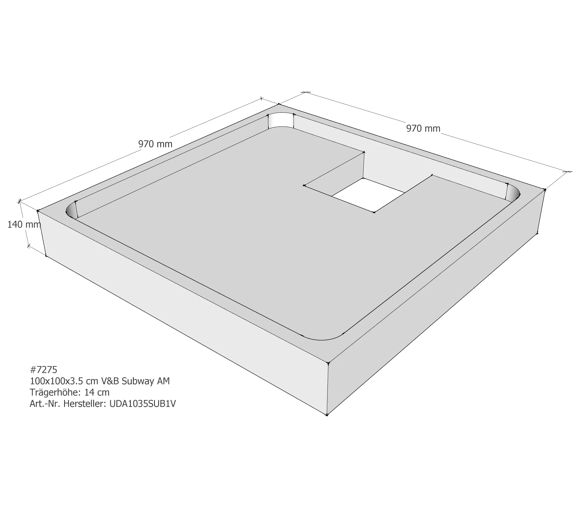 Duschwannenträger passend für Villeroy & Boch Subway 100 × 100 × 3,5 cm Duschwannenträger passend für Villeroy & Boch Subway 100 × 100 × 3,5 cm