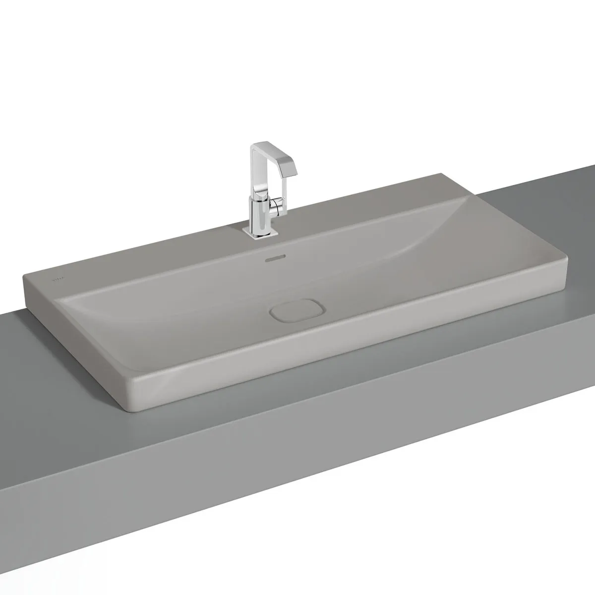 New Metropole Aufsatzwaschtisch wandgebunden rechteckig 100 x 47 cm mit Hahnloch mit Überlaufschlitz Steingrau Matt mit Oberflächenveredelung Clean New Metropole Aufsatzwaschtisch wandgebunden rechteckig 100 x 47 cm mit Hahnloch mit Überlaufschlitz Steingrau Matt mit Oberflächenveredelung Clean