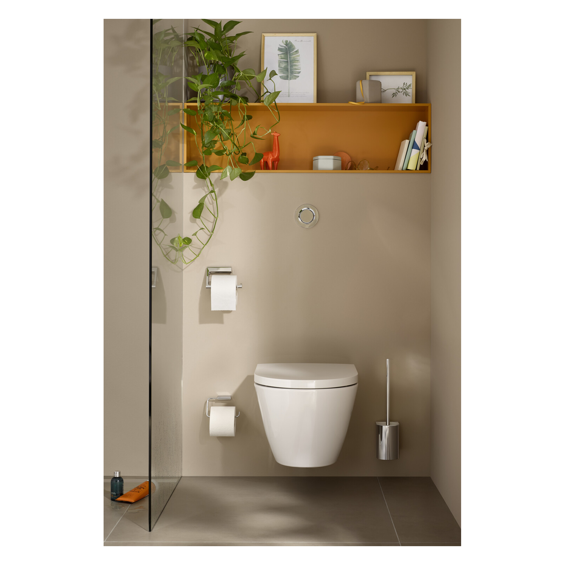 emco Toilettenbürstengarnitur „flow“ in chrom, Befestigung verdeckt