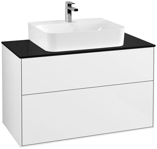Villeroy & Boch Waschtischunterschrank „Finion“ für Schrankwaschtisch 1000 × 603 × 501 mm Glossy White Lacquer, für Becken mittig