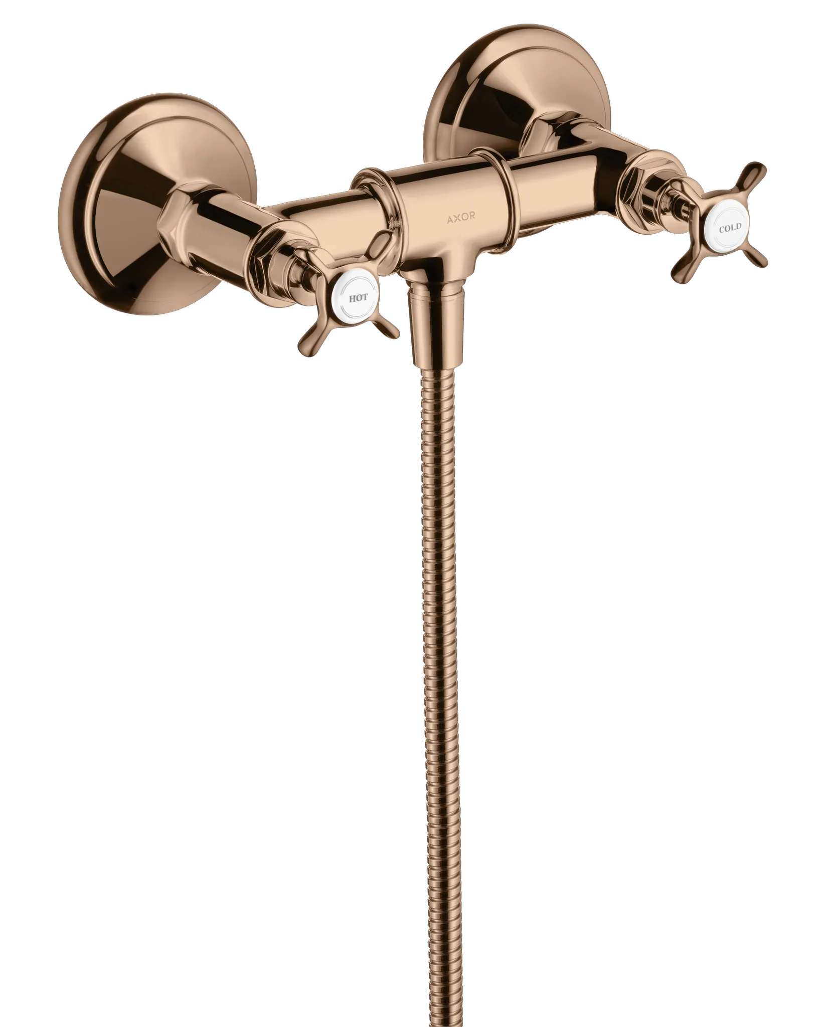 Hansgrohe AXOR Montreux 2-Griff Brausearmatur Aufputz mit Kreuzgriffen, Polished Red Gold