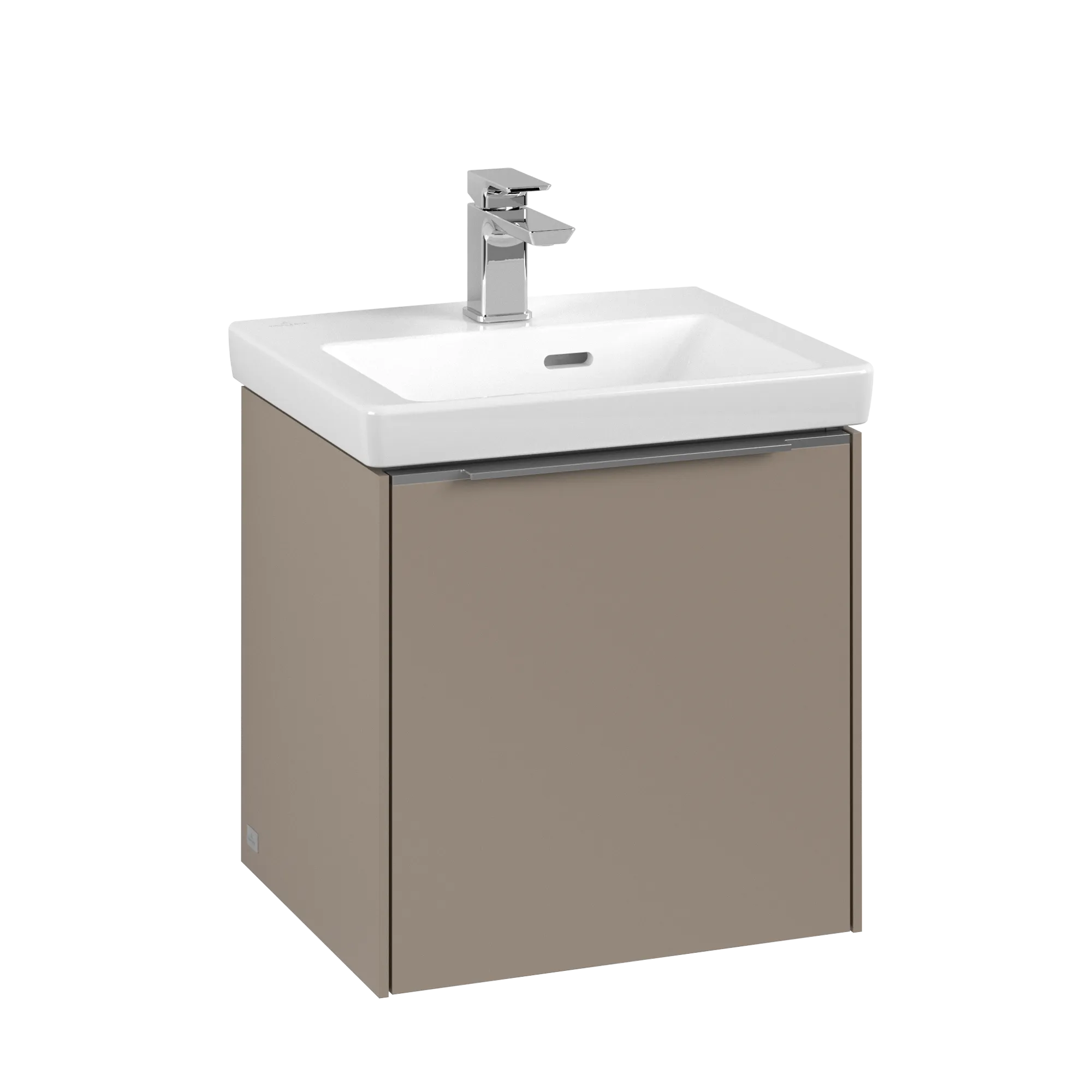 Villeroy & Boch Waschtischunterschrank mit Tür „Subway 3.0“ für Schrankwaschtisch 423 × 429 × 378 mm Taupe, 1 Tür, für Becken mittig, Anschlag links Villeroy & Boch Waschtischunterschrank mit Tür „Subway 3.0“ für Schrankwaschtisch 423 × 429 × 378 mm Taupe, 1 Tür, für Becken mittig, Anschlag links
