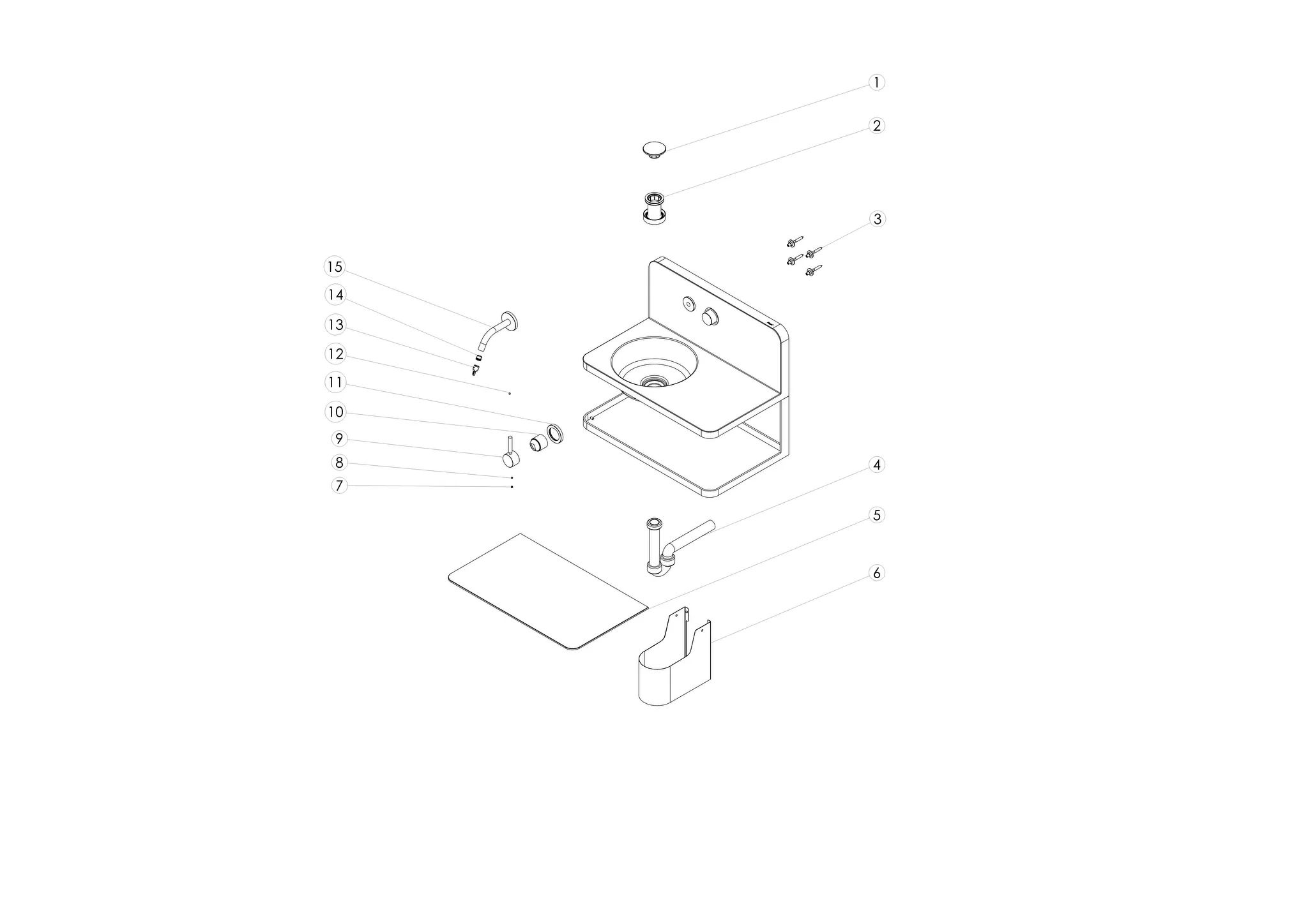 Alape Waschplatz „S19-Serie“ 1000 × 590 mm, links Alape Waschplatz „S19-Serie“ 1000 × 590 mm, links