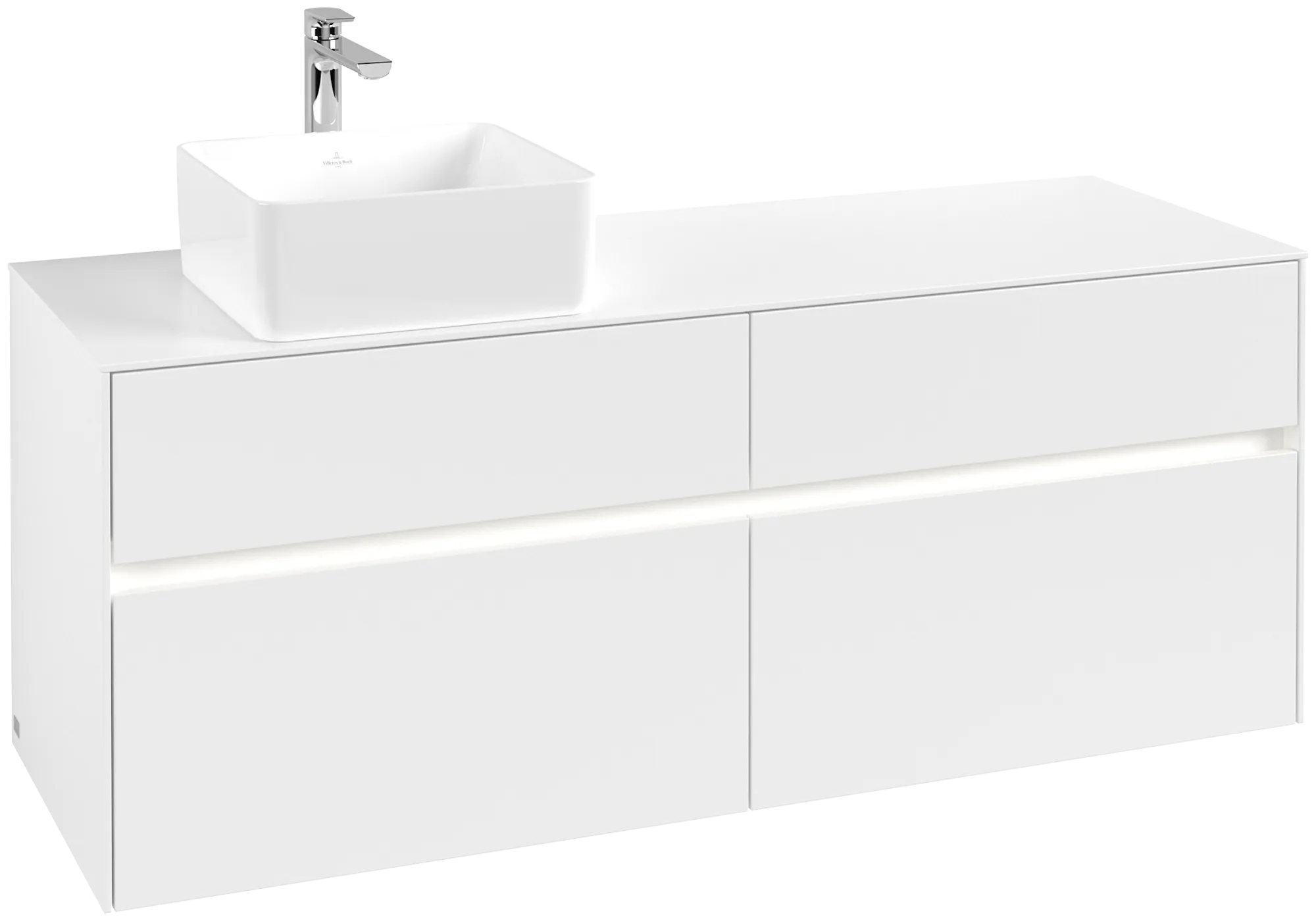 Villeroy & Boch Collaro Waschbeckenunterschrank C046B0, 1400x548x500 mm, links, mit Beleuchtung