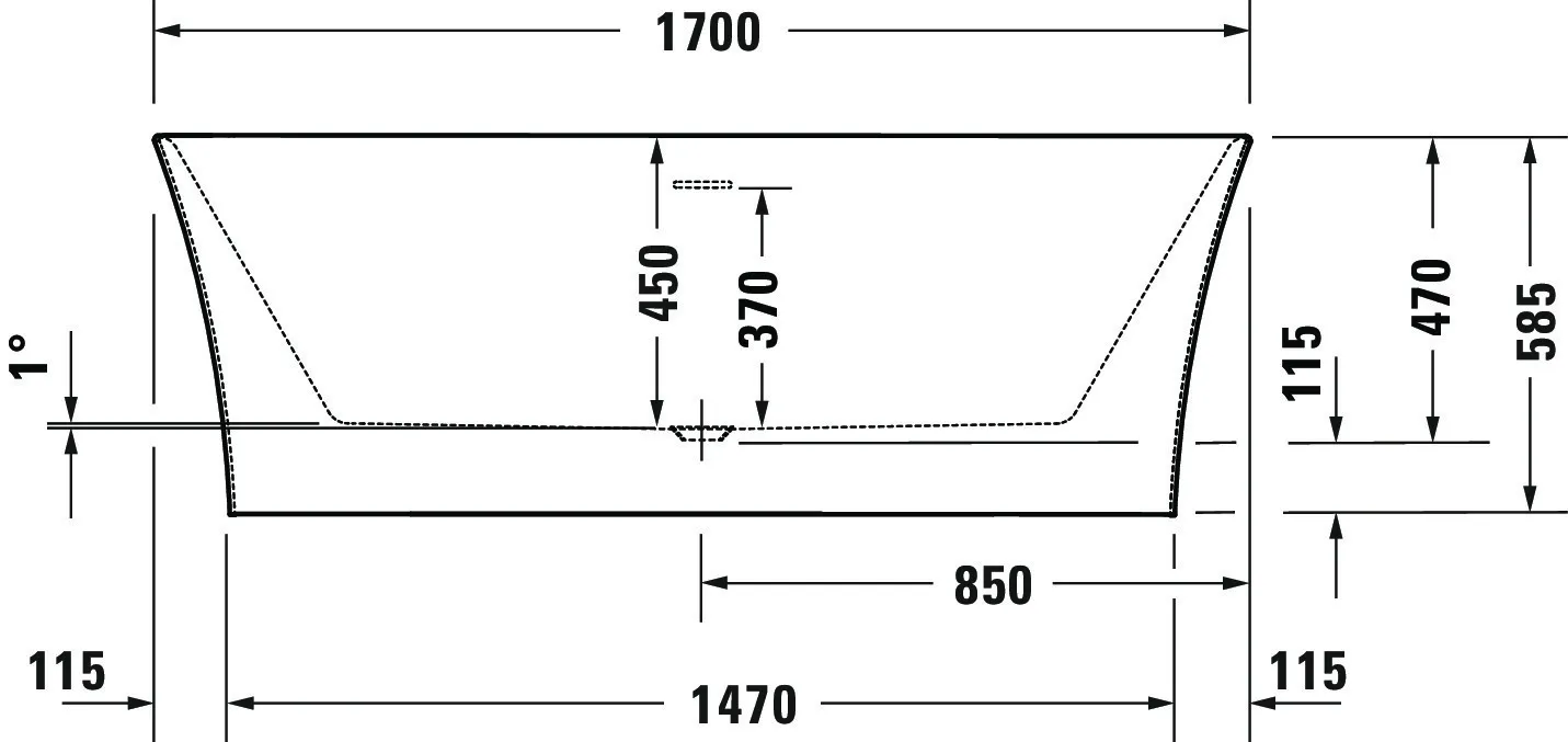 Duravit Badewanne „DuraSenja“ vorwand oval 170 × 80 cm, mittig, weiß Sonderpreis 