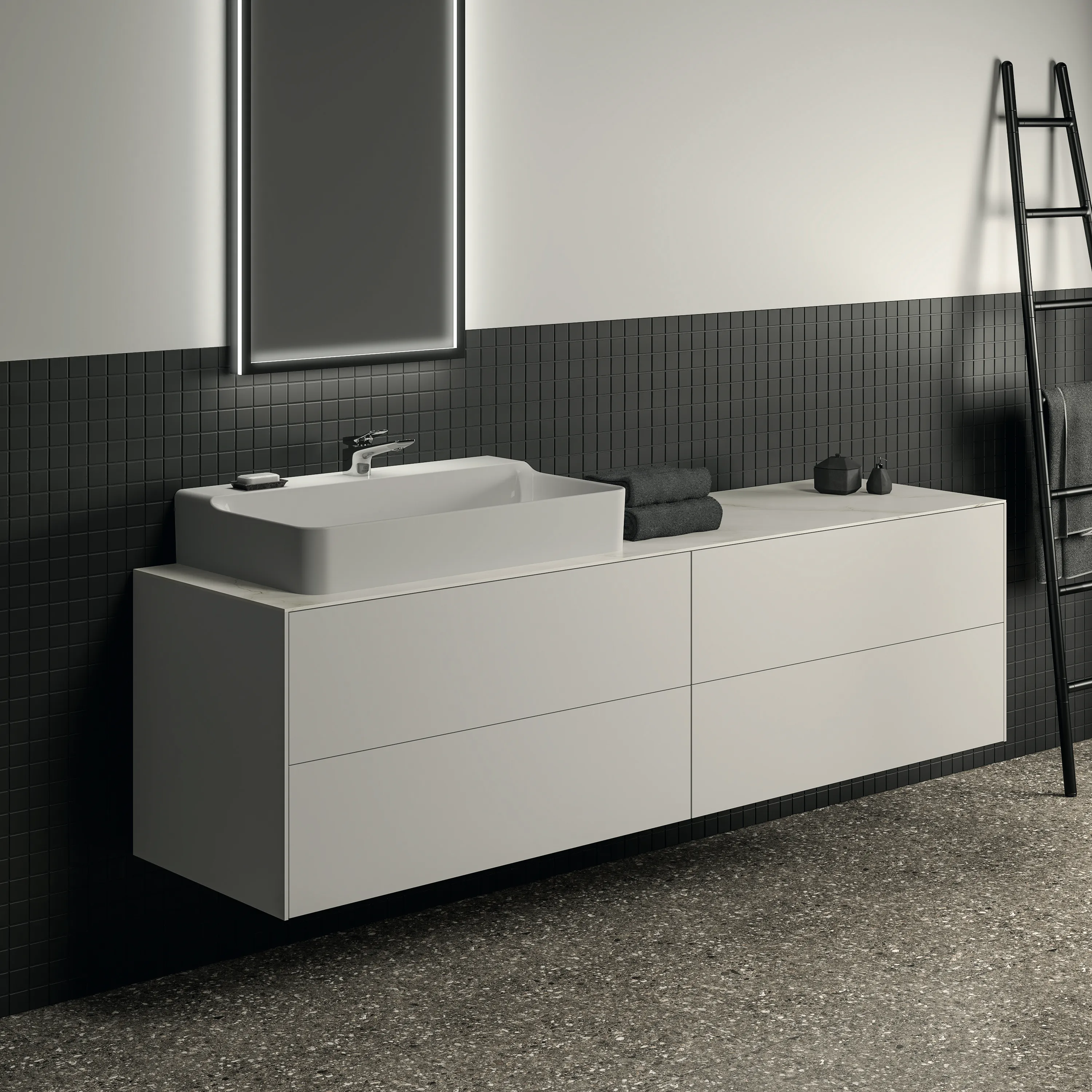 Ideal Standard Waschtischunterschrank „Conca“ 198,5 × 54 × 50,5 cm Weiß matt lackiert Ideal Standard Waschtischunterschrank „Conca“ 198,5 × 54 × 50,5 cm Weiß matt lackiert