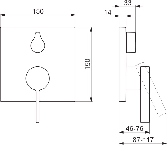 Einhebelmischer Fertigmontageset für Wanne/Brause LOFT 8760 Rosette eckig Chrom