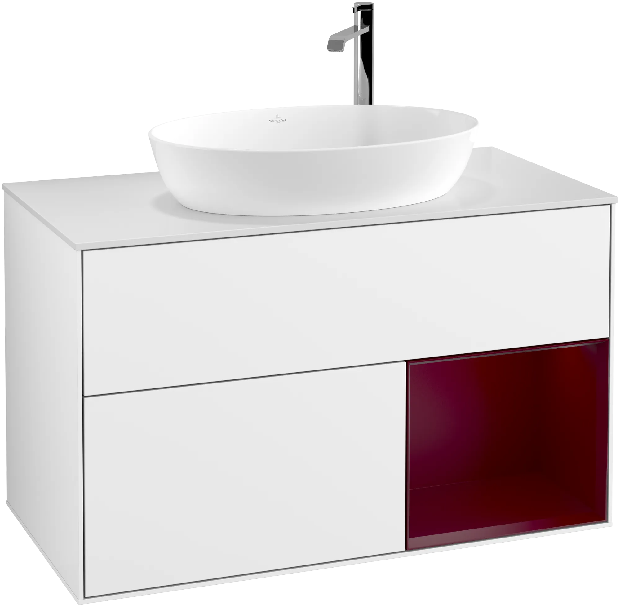 Villeroy & Boch Finion Waschbeckenunterschrank F90 1000x603x501mm Glossy White Lacquer / Peony Matt Lacquer / Glass White Matt