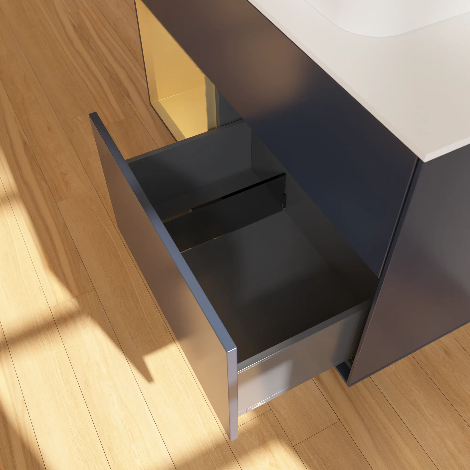 Villeroy & Boch Waschtischunterschrank „Finion“ für Schrankwaschtisch 1000 × 603 × 501 mm Midnight Blue Matt Lacquer, für Becken mittig