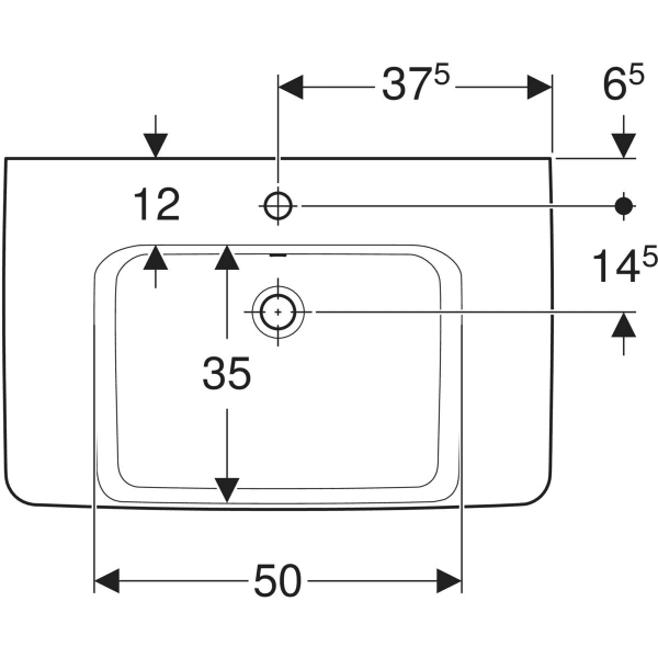 Wandwaschtisch mit Ablagefläche „Renova Plan“, rechteckig 75 × 48 cm in weiß alpin Wandwaschtisch mit Ablagefläche „Renova Plan“, rechteckig 75 × 48 cm in weiß alpin
