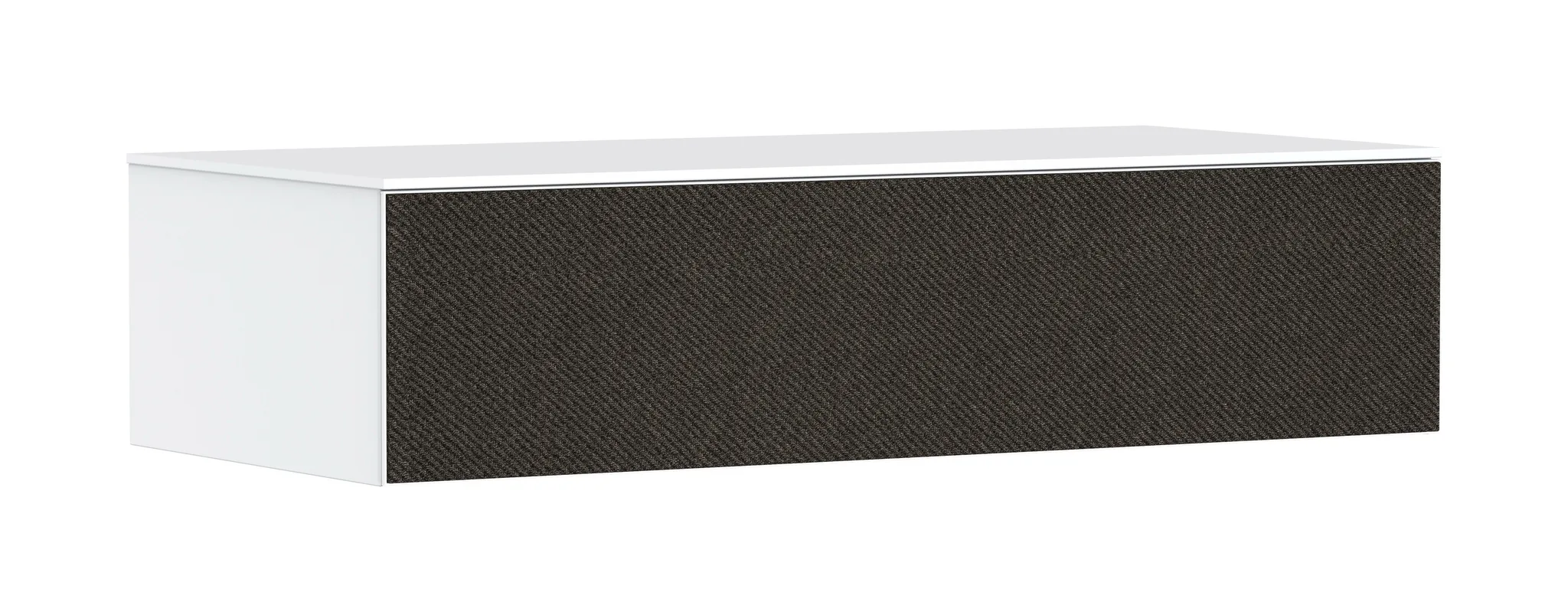 Hansgrohe Xevolos E Sideboard Mattweiß 1180x550 mm mit 1 Schubkasten und Abdeckplatte, Textil Dunkelgrau, griff- und fingerabdruckfrei, PushOpen & SoftClose, Wandmontage, vormontiert Hansgrohe Xevolos E Sideboard Mattweiß 1180x550 mm mit 1 Schubkasten und Abdeckplatte, Textil Dunkelgrau, griff- und fingerabdruckfrei, PushOpen & SoftClose, Wandmontage, vormontiert