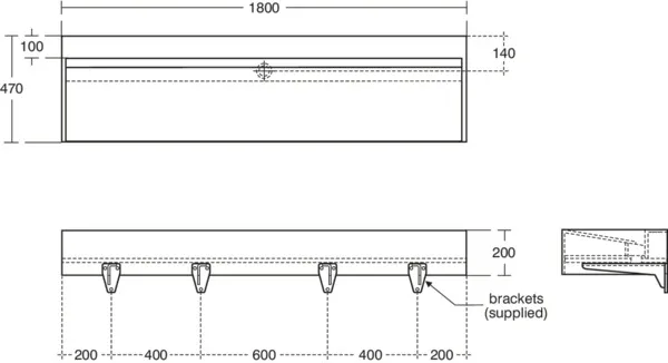 Waschbecken „Silhouette“ 180 × 47 × 20 cm in Weiß Waschbecken „Silhouette“ 180 × 47 × 20 cm in Weiß
