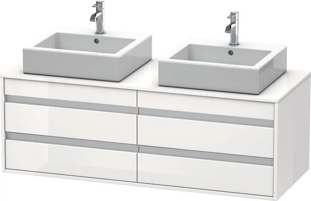 Duravit Waschtischunterschrank wandhängend „Ketho“ 140 × 49,6 × 55 cm Weiß Hochglanz Duravit Waschtischunterschrank wandhängend „Ketho“ 140 × 49,6 × 55 cm Weiß Hochglanz