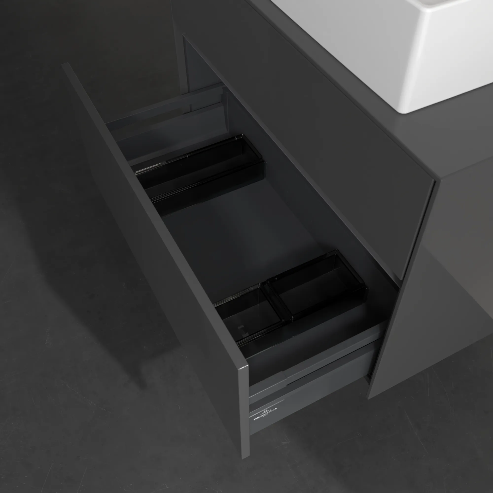 Villeroy & Boch Waschbeckenunterschrank Collaro C12400, Eckig Glossy Grey, 800x548x500mm, 39kg, mit SoftClosing, Wandmontage Villeroy & Boch Waschbeckenunterschrank Collaro C12400, Eckig Glossy Grey, 800x548x500mm, 39kg, mit SoftClosing, Wandmontage