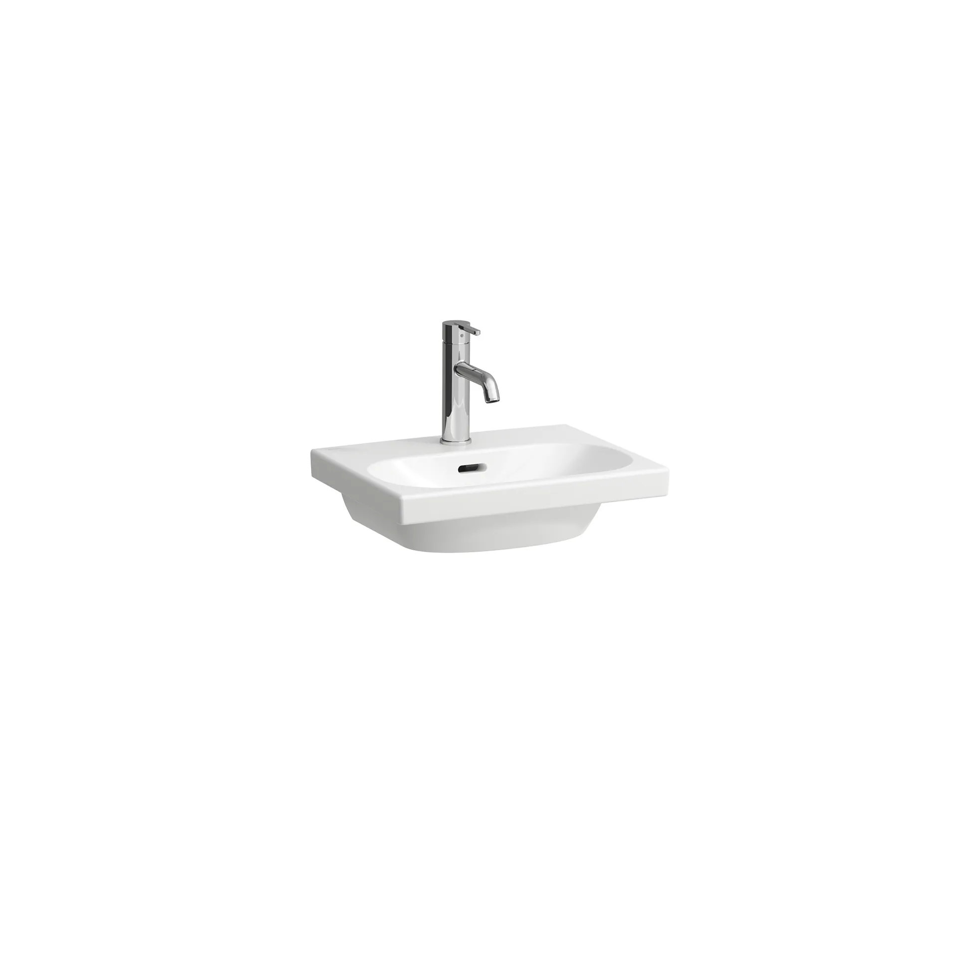 Aufsatzhandwaschbecken LUA 350x450x135 1 Hahnloch mit Überlauf weiß