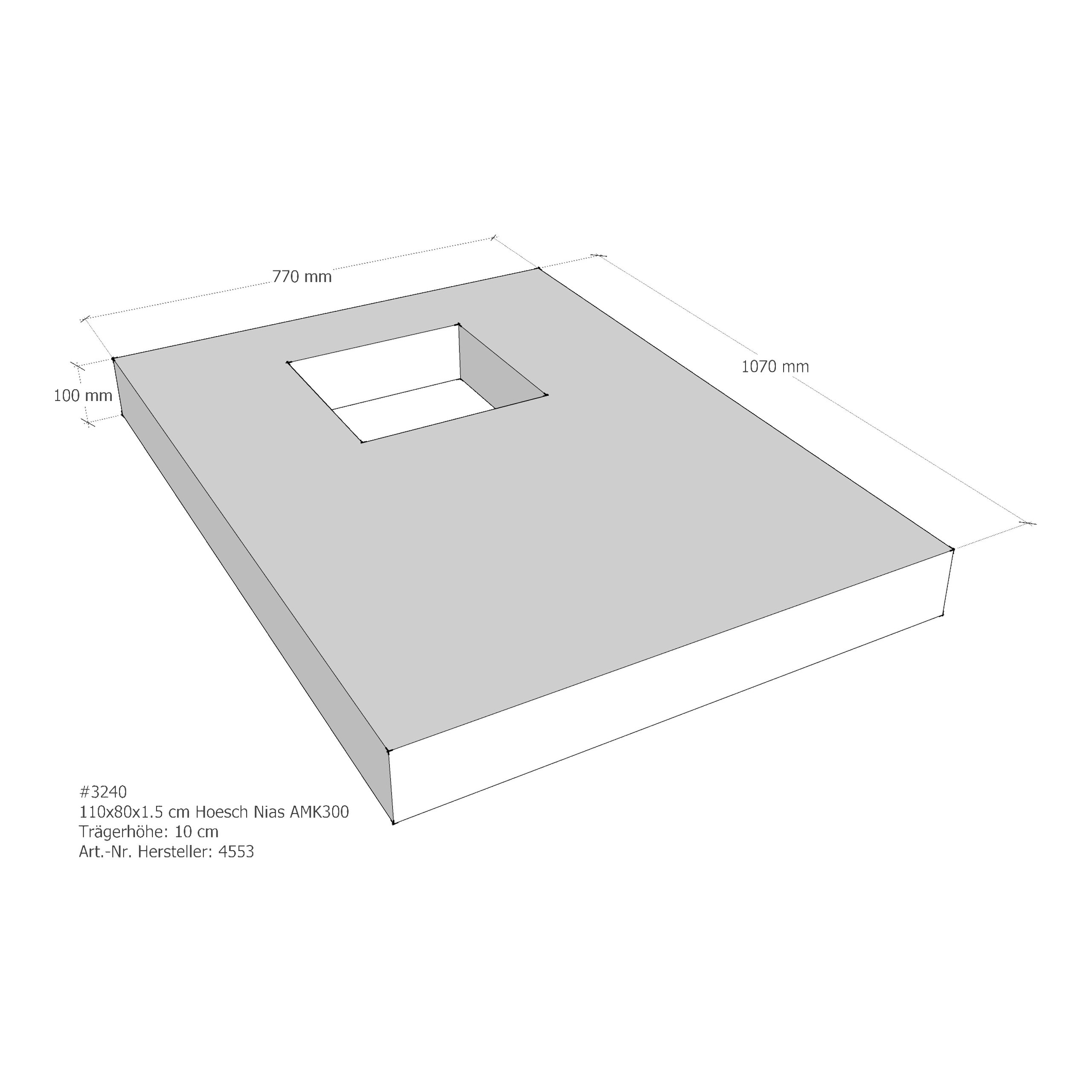 Duschwannenträger für Hoesch Nias 110 × 80 × 1,5 cm Breite: 80 cm / Länge: 110 cm Duschwannenträger für Hoesch Nias 110 × 80 × 1,5 cm Breite: 80 cm / Länge: 110 cm