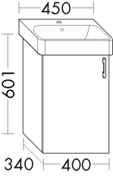 Waschtischunterschrank Sys30 PG1 Aqua von burgbad – 400 mm breit, 340 mm tief, 601 mm hoch, 1 Tür