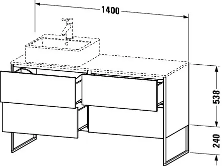 Duravit Waschtischunterschrank bodenstehend „XSquare“ 140 × 77,8 × 54,8 cm