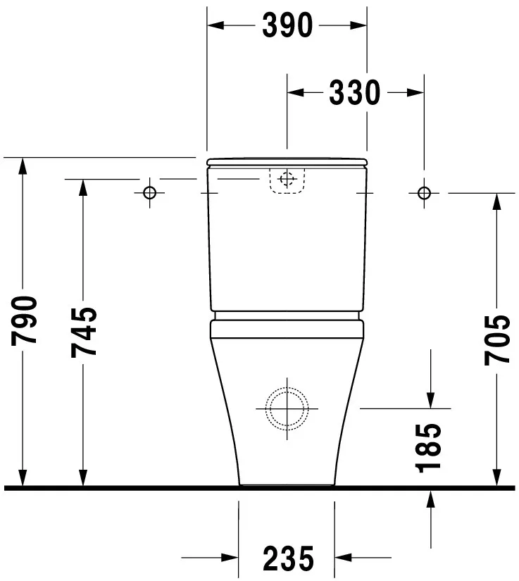 Stand-WC Kombi DuraStyle 700 mm Tiefspüler,f.SPK,Abg.Vario,weiß,HYG