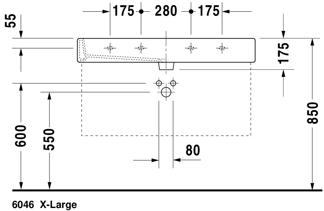 Wandwaschtisch „Vero“, mit Überlauf, Hahnlochposition mittig Wandwaschtisch „Vero“, mit Überlauf, Hahnlochposition mittig