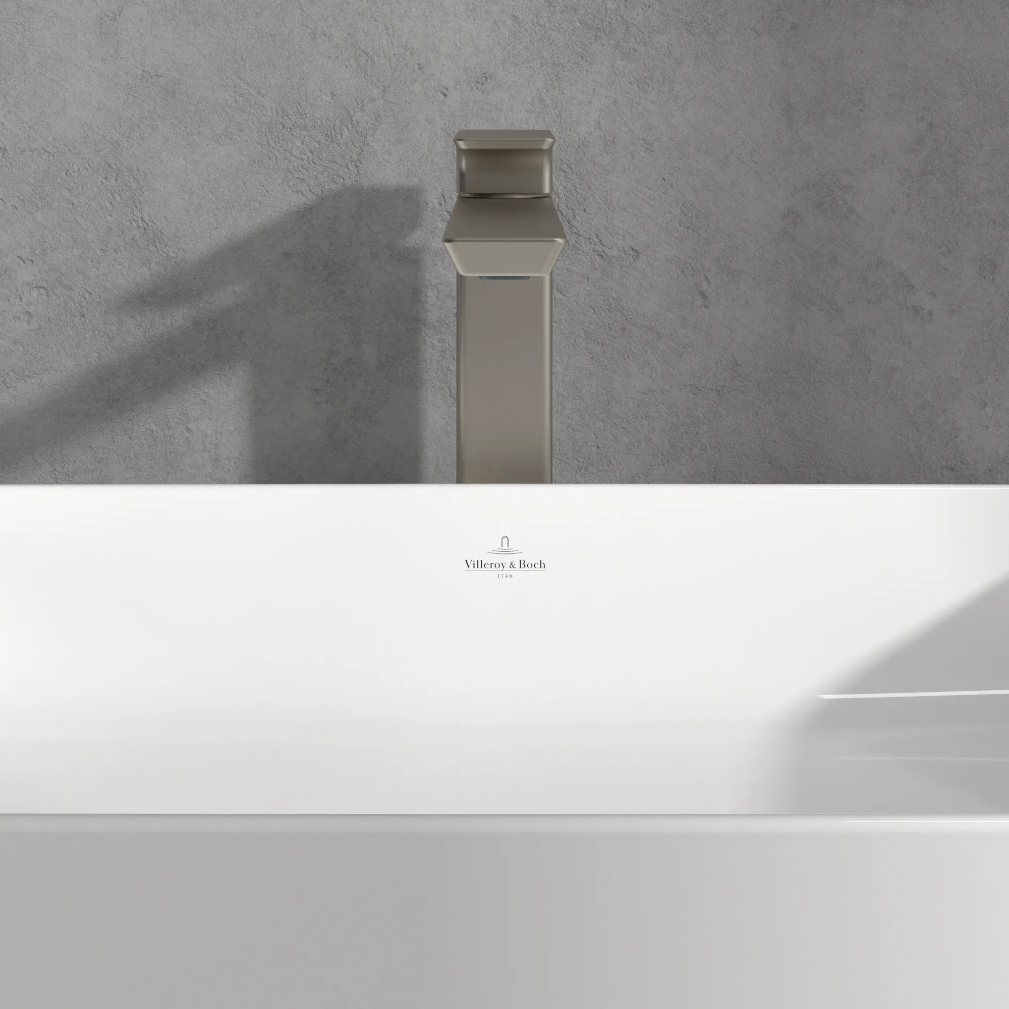 Villeroy & Boch Subway 3.0 Einhebel-Waschtischarmatur erhöhter Montage, Brushed Nickel Matt, 51 x 238 x 295 mm, mit verstellbarem Strahlregler und AirPlus-Technologie