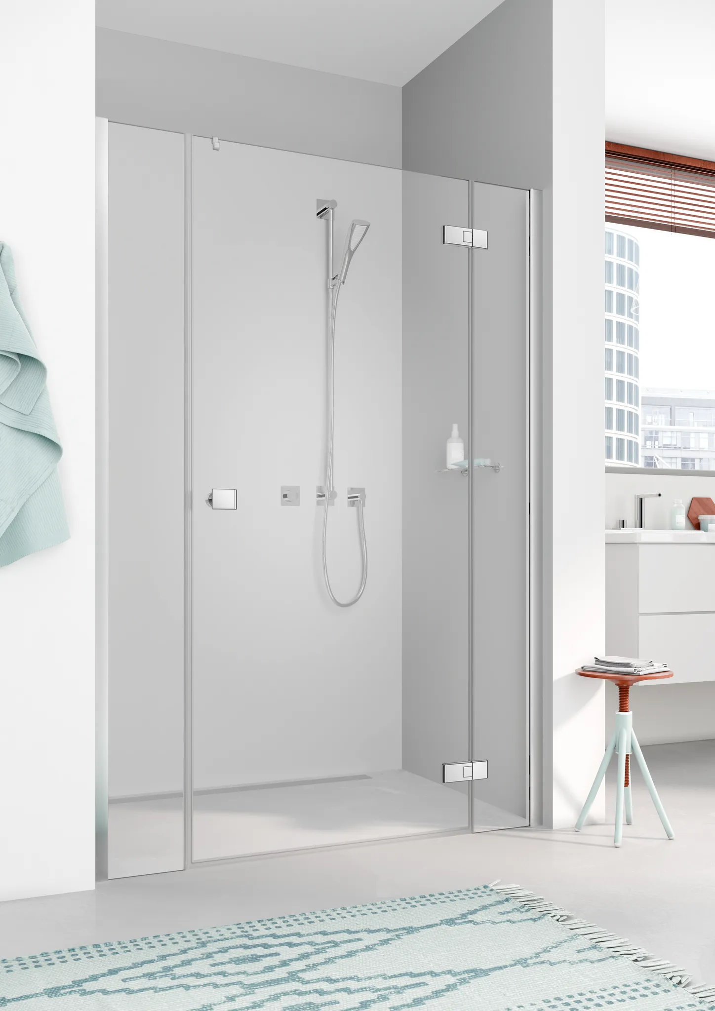 Kermi Duschdesign MENA Pendeltür 1-flügelig mit Festfeldern, 2000x1100mm, Schwarz Soft RAL 9005 Kermi Duschdesign MENA Pendeltür 1-flügelig mit Festfeldern, 2000x1100mm, Schwarz Soft RAL 9005