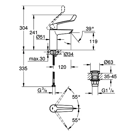 Grohe Eurosmart Professional (2021) Einhandmischer 23983_3 M-Size chrom Grohe Eurosmart Professional (2021) Einhandmischer 23983_3 M-Size chrom