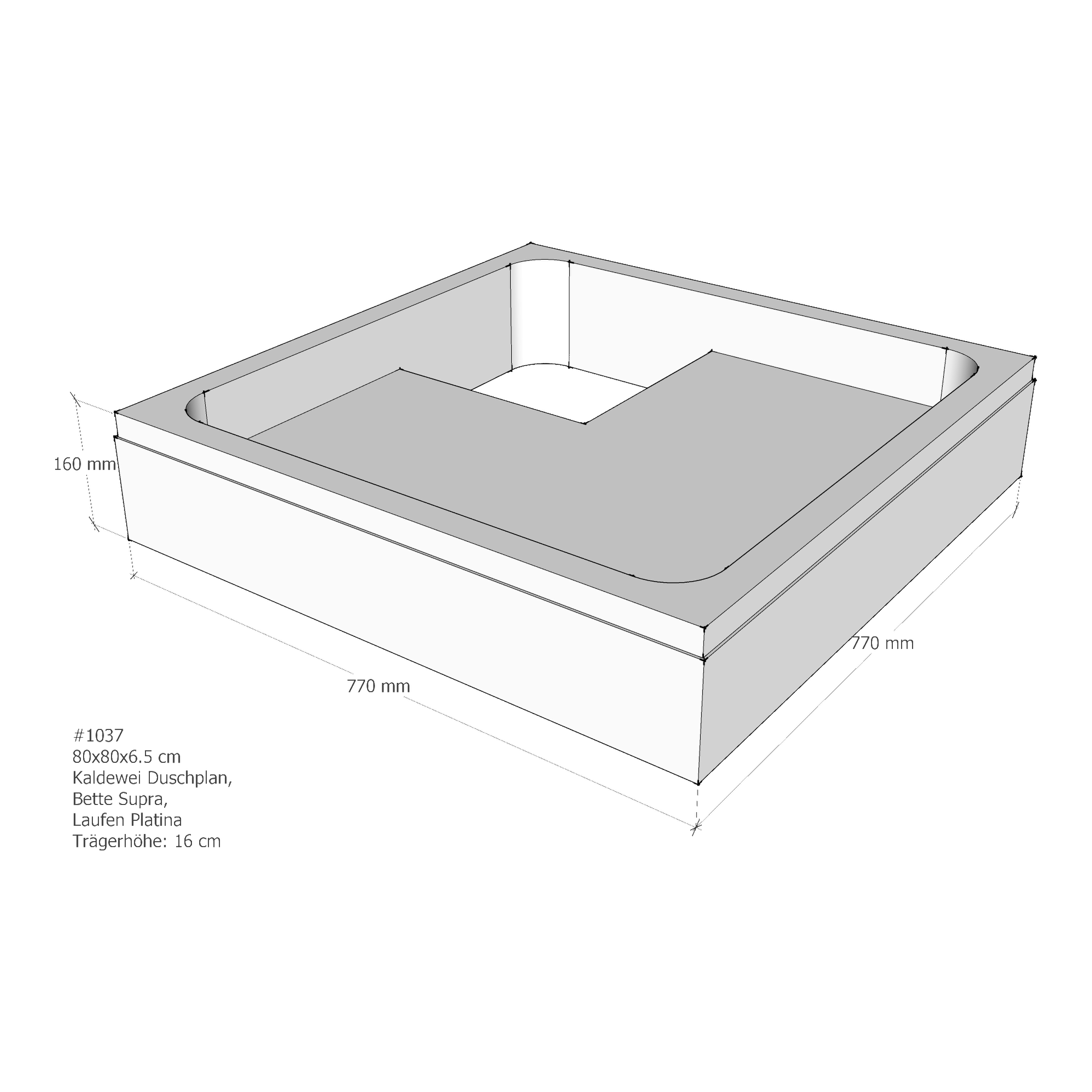 Duschwannenträger für BetteSupra, Kaldewei Duschplan, Laufen Platina 80 × 80 × 6,5 cm Duschwannenträger für BetteSupra, Kaldewei Duschplan, Laufen Platina 80 × 80 × 6,5 cm