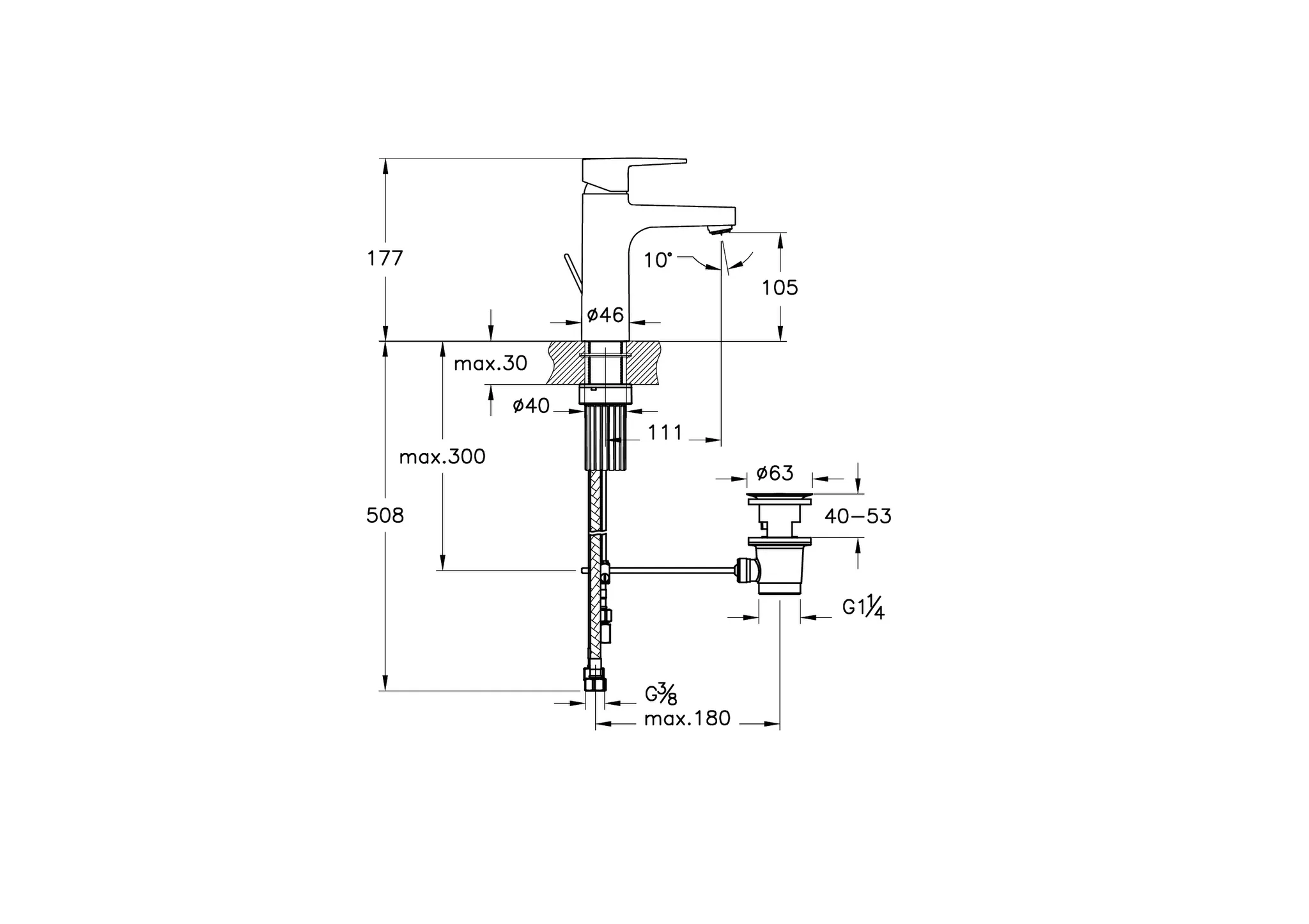 Flow Square Einhebel-Waschtischmischer mit Ablaufgarnitur Niederdruck Höhe 18 cm Einlochmontage Schwarz Matt Flow Square Einhebel-Waschtischmischer mit Ablaufgarnitur Niederdruck Höhe 18 cm Einlochmontage Schwarz Matt