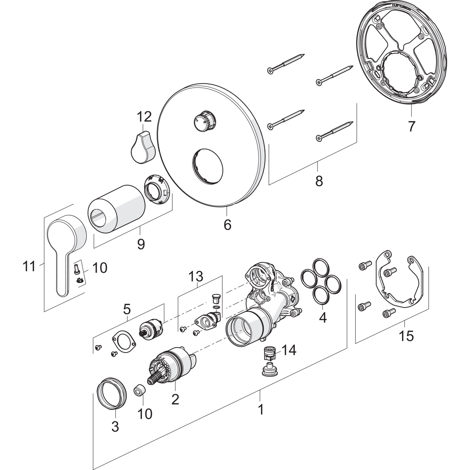 HA Einhebelmischer Fertigmontageset für Wanne/Brause HANSADESIGNO Style 8111 Rosette rund mit Sicherungseinrichtung