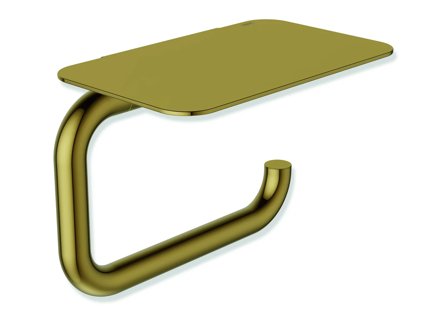 HEWI WC-Papierhalter mit Ablage Serie 480, PVD gold glänzend, 158 mm breit, 114 mm hoch, Ablage 147x94 mm