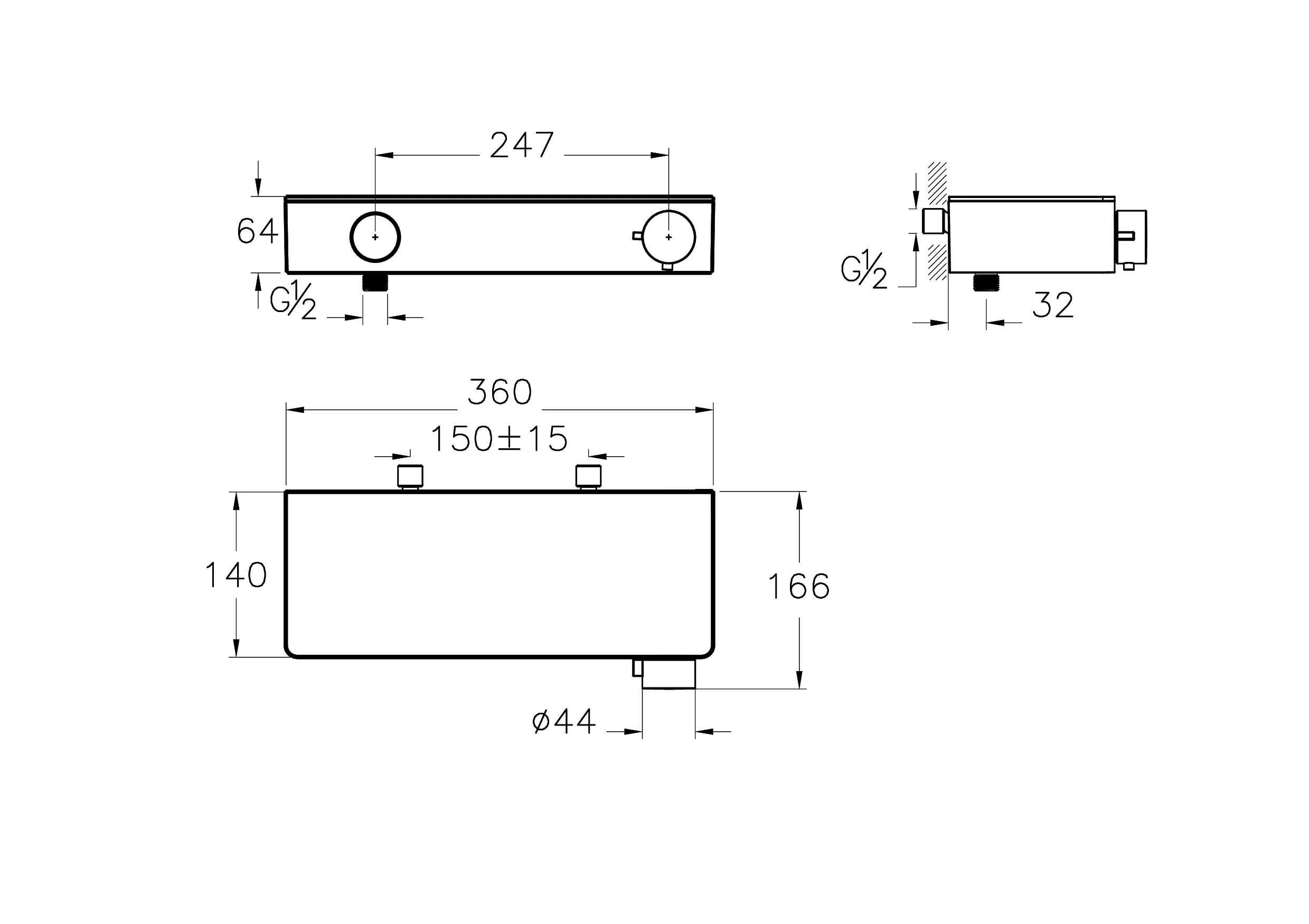 Core Round Thermostat-Brausearmatur Aufputzmontage Nickel gebürstet Core Round Thermostat-Brausearmatur Aufputzmontage Nickel gebürstet