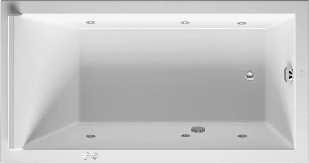 Duravit Whirlwanne „Starck“ rechteck 1700 × 900 mm, Fußablauf mit Jet-System, in Weiß Ablauf: Fußablauf / Größe: 170 × 90 cm / Whirlsystem: mit Jet-System Duravit Whirlwanne „Starck“ rechteck 1700 × 900 mm, Fußablauf mit Jet-System, in Weiß Ablauf: Fußablauf / Größe: 170 × 90 cm / Whirlsystem: mit Jet-System