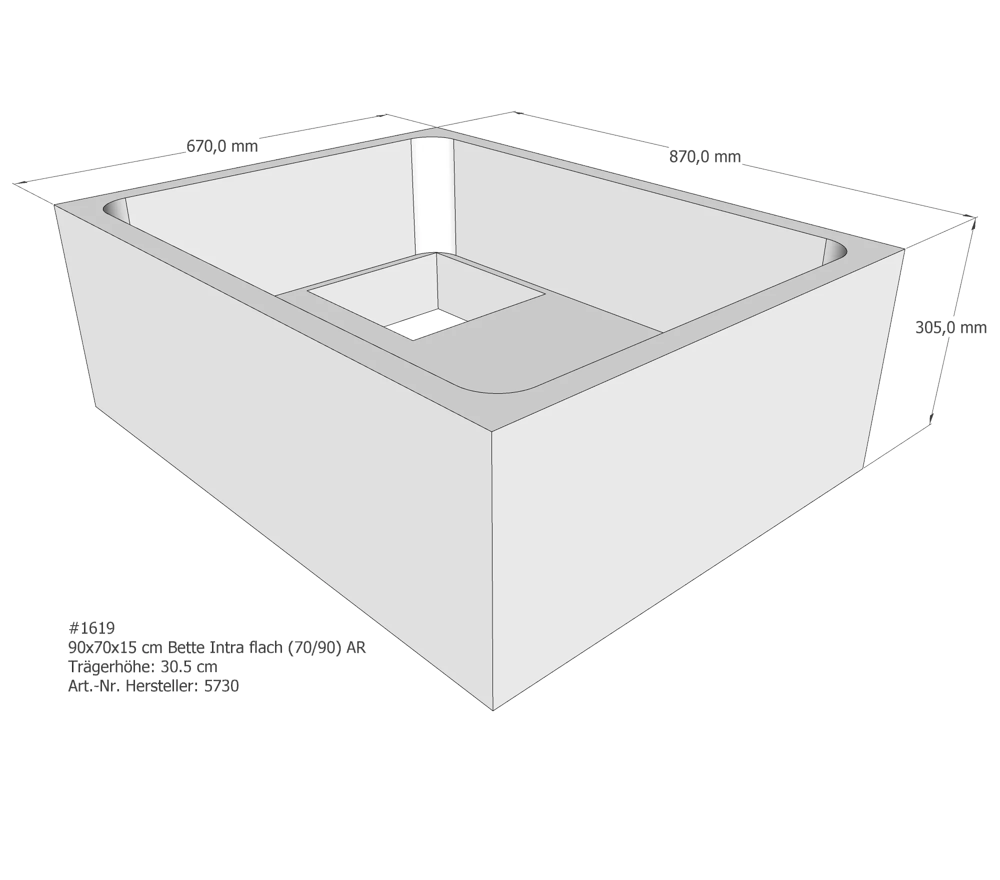 Duschwannenträger für Bette Quinta (flach/Intra) 90 × 70 × 15 cm Breite: 70 cm / Länge: 90 cm Duschwannenträger für Bette Quinta (flach/Intra) 90 × 70 × 15 cm Breite: 70 cm / Länge: 90 cm